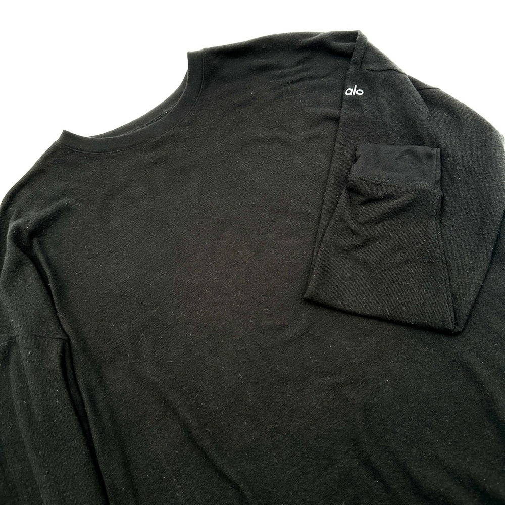 Alo Yoga Freestyle Sweatshirt Womens Large Black Excellent Fleece Pullover Yoga